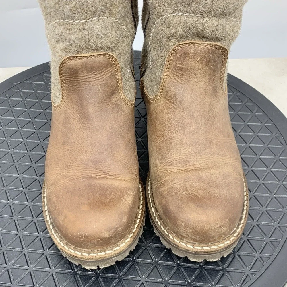 Bos & Co Hammond Boots Women 37 Size 6 6.5‎ Shoes Tall Brown Leather Wool Lined